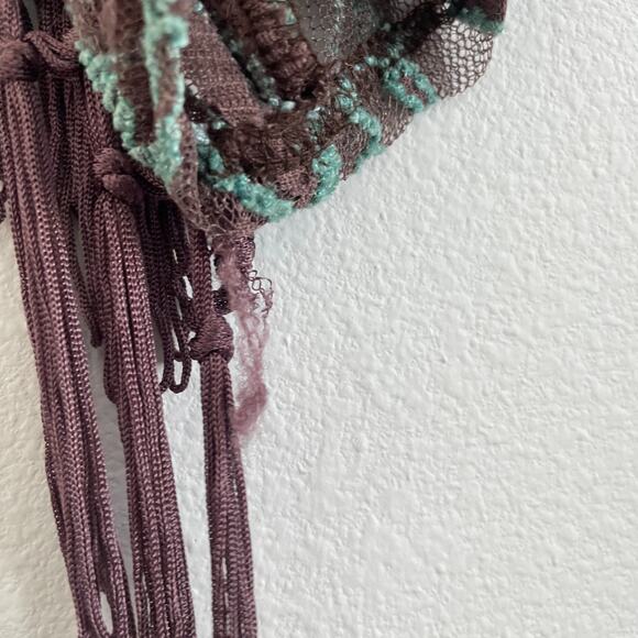 Altar'd State Kimono Topper Sheer Flare Sleeve Boho Fringe Festival Brown - Picture 6 of 8